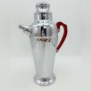 Vintage Art Deco Cocktail Shaker, Chrome Bakelite Handle
